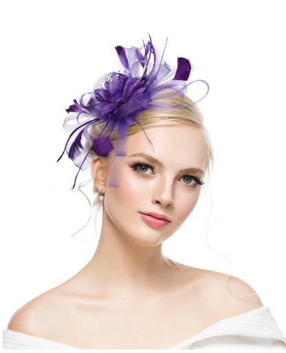 European and American Amazon retro feather headdress prom bridal hair accessories mesh hat Jockey Club hair accessories hairpin