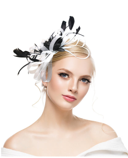 European and American Amazon retro feather headdress prom bridal hair accessories mesh hat Jockey Club hair accessories hairpin