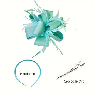 European and American party festival satin temperament solid color ladies headband wedding tea party hat hairpin headdress