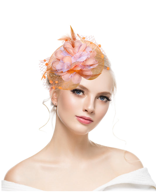 Boutique factory direct sales bridal hat retro mesh head flower feather hair accessories small hat hairpin bridal headdress