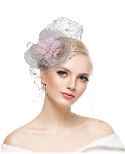 Feather headdress bridal hair accessories flower mesh petal headdress bridal hat horse racing festival veil headdress hairpin