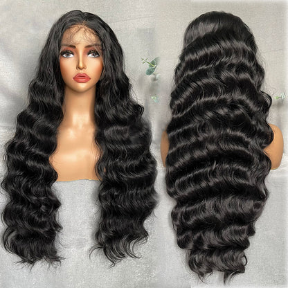 New style middle part big wave long curly hair wig fluffy long hair high temperature silk chemical fiber wig