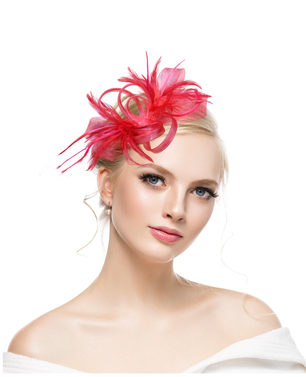 Hot Amazon Feather Headdress Bridal Hair Accessories Net Tulle Headdress Bridal Hat Horse Racing Festival Net Tulle Headdress Hair Accessories