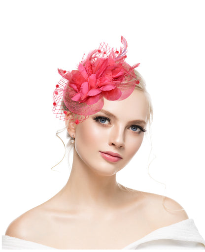 Boutique factory direct sales bridal hat retro mesh head flower feather hair accessories small hat hairpin bridal headdress