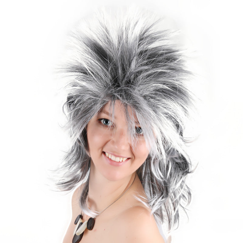 Halloween Costumes Male Wig Punk Heavy Metal Mullet Wig Brown Curly Long Straight Hair