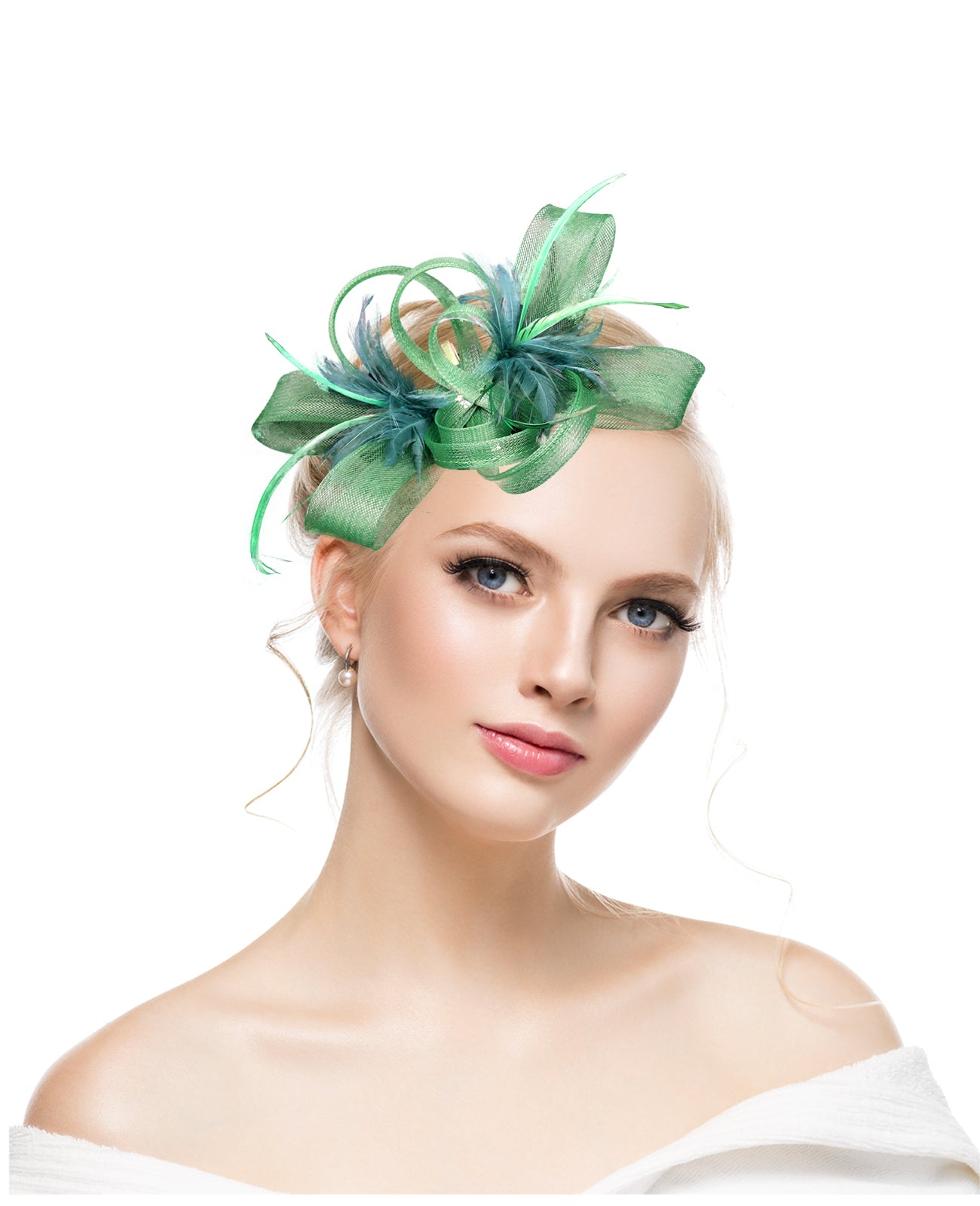 Hot Amazon Feather Headdress Bridal Hair Accessories Net Tulle Headdress Bridal Hat Horse Racing Festival Net Tulle Headdress Hair Accessories