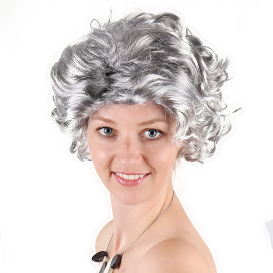Divide from the middle 20inch human hair wigs grandma grey style hair wigs