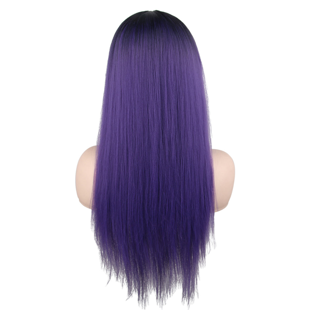 26 inches gradient dark purple long straight hair ladies wig Europe and the United States wig synthetic wig