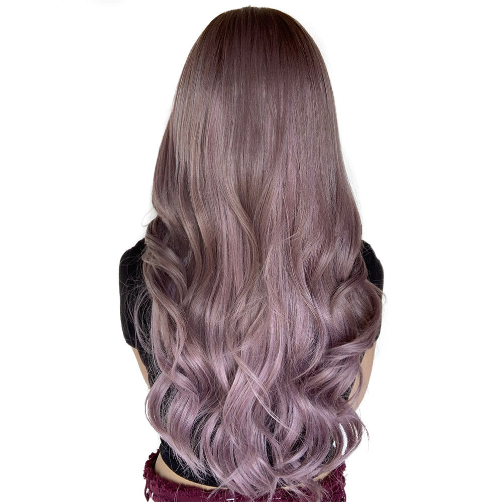 28 Inch Long Purple Color Natural Wave Synthetic Wigs for Women Daily Party Wear