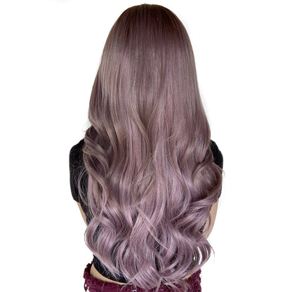 28 Inch Long Purple Color Natural Wave Synthetic Wigs for Women Daily Party Wear