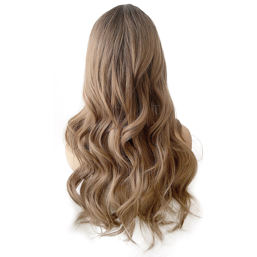 26 Inch Long Brown Color Natural Wave Synthetic Wigs for Women Daily Party Wear
