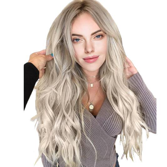 26 Inch Attactive Long Natural Wave Blonde Wigs Synthetic Fiber Wigs For Women Daily Wear