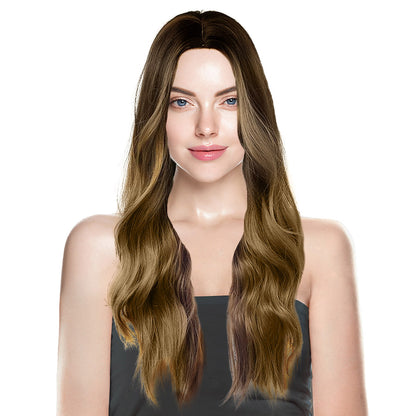 28 Inch Long Dark  Brown Color Natural Wave Synthetic Wigs for Women Daily Party Wear