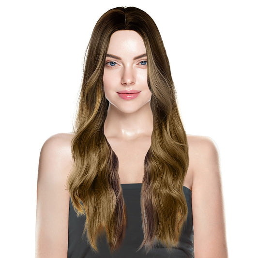28 Inch Long Dark  Brown Color Natural Wave Synthetic Wigs for Women Daily Party Wear
