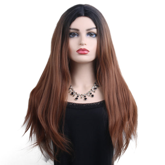 long 22inches Natural Mid Chocolate Brown Wig For Women Ginger Brown