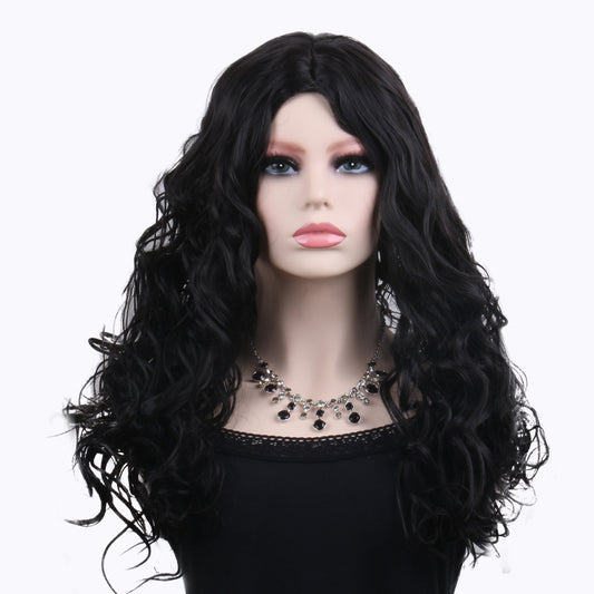 22 Inch Short Beautiful Black Kinky Curly Curtain Bangs Synthetic Wig For Black Women Daily Wear