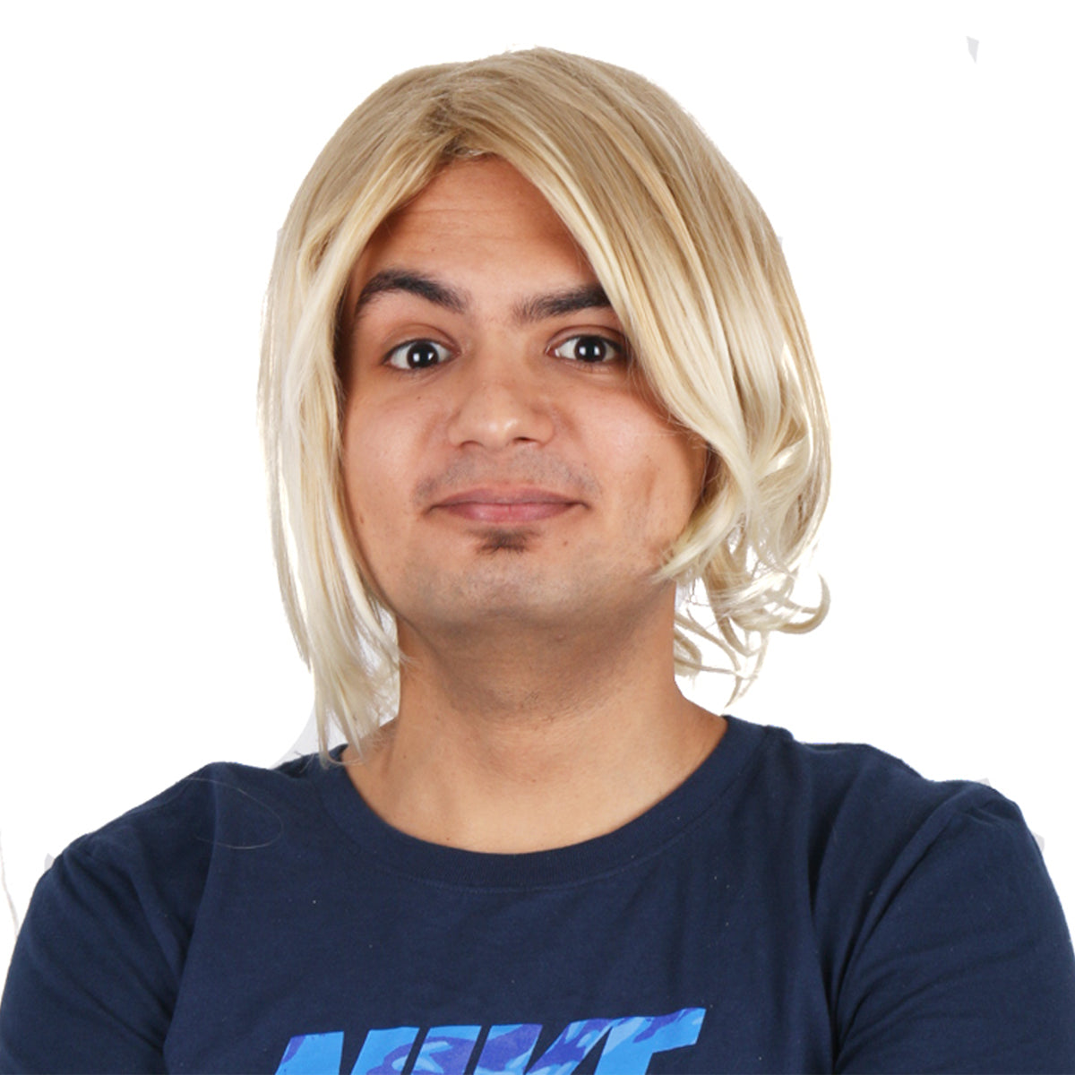 10 Inch Funky Short Ombre Gold Silly Straight Wave Synthetic Fiber Wig For Men Party Wear
