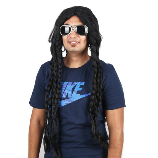 34 Inch Oq Hair Glueless Black Multi-braid Long Hair Black Wig With Bangs For Party