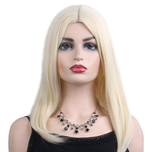 18 inches light blonde medium straight hair ladies wig European and American wig synthetic wig