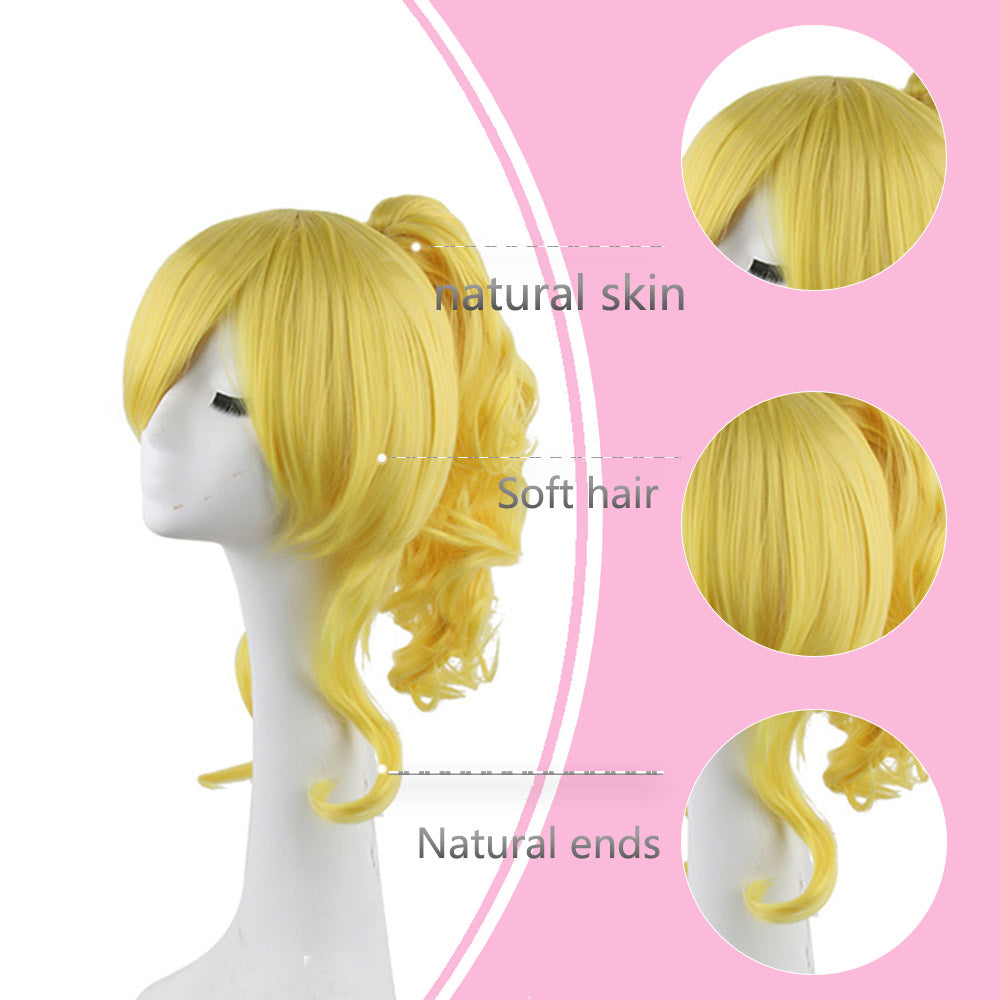 Eri Ayase cosplays anime character with wig