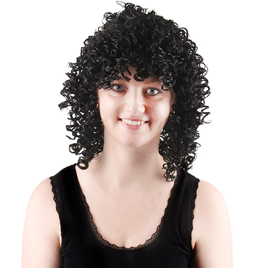 16 Inch Black Super Mario Long Curly African Corn Perm Curls Women's Holiday Wigs