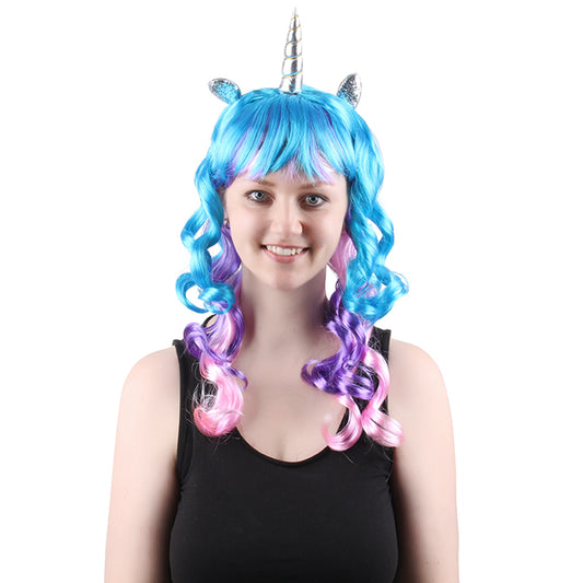 28 Inch Funky Long kinky Curl Unicorn Wigs For adults and children Synthetic Fiber Wig Party Wear