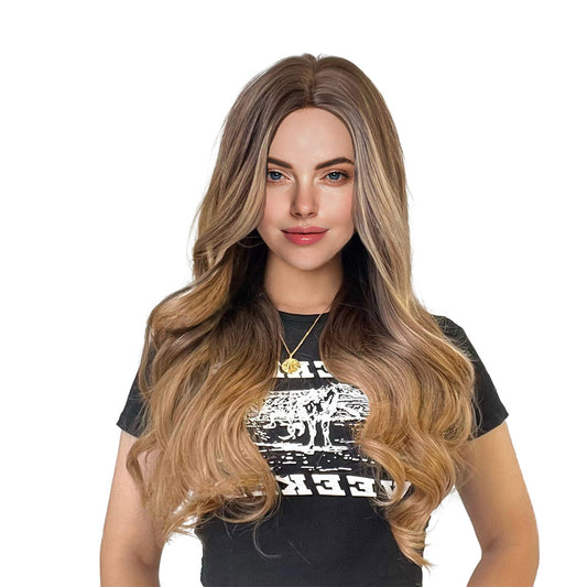 28 Inch Beautiful Long light black brown Natural Wavy Synthetic Wigs for Women Daily Party Wear