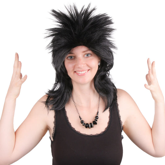 Halloween Costumes Male Wig Punk Heavy Metal Mullet Wig Brown Curly Long Straight Hair
