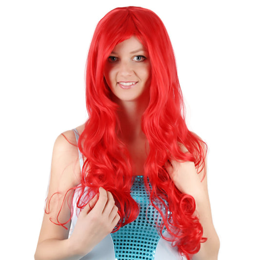 30 Inch Beautiful Long Kinky Curl Red Mermaid Synthetic Fiber Wig For Women Party Wear
