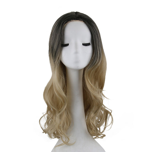 24 Inch Long Charming Black Brown Gradient Dwight Yoakam Synthetic Lace Front Wig Hair For Woman Daily