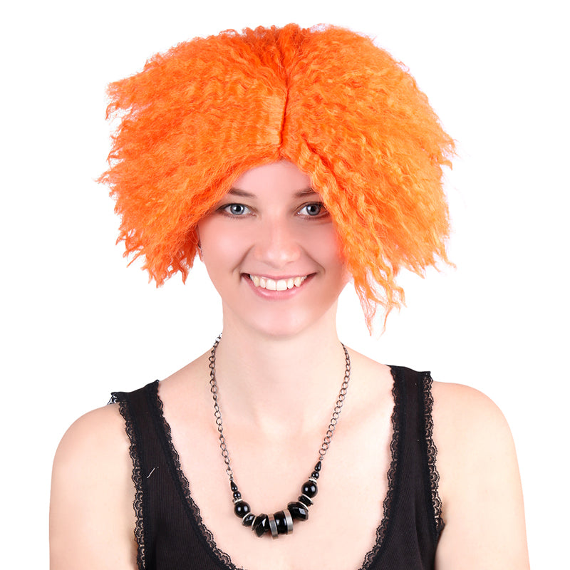 14 Inch Wonderland Mad Hatter Wig Orange Corn Perm Holiday Party Ladies Dress Up Wig