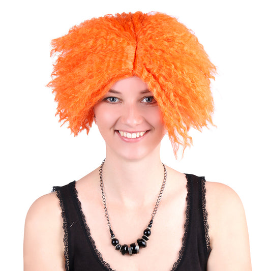 14 Inch Wonderland Mad Hatter Wig Orange Corn Perm Holiday Party Ladies Dress Up Wig