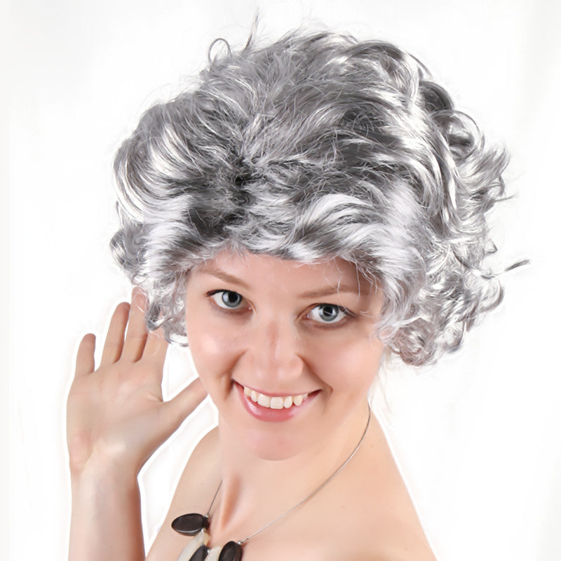 Divide from the middle 20inch human hair wigs grandma grey style hair wigs