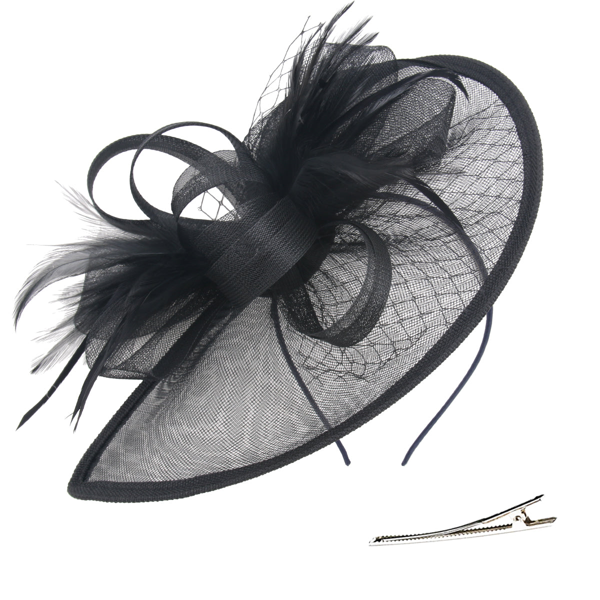 Cross-border church bride Jockey Club headdress retro veil celebrity feather hat female hair accessories stage mesh dinner