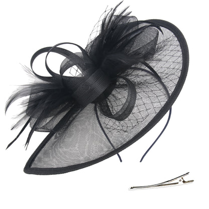 Cross-border church bride Jockey Club headdress retro veil celebrity feather hat female hair accessories stage mesh dinner