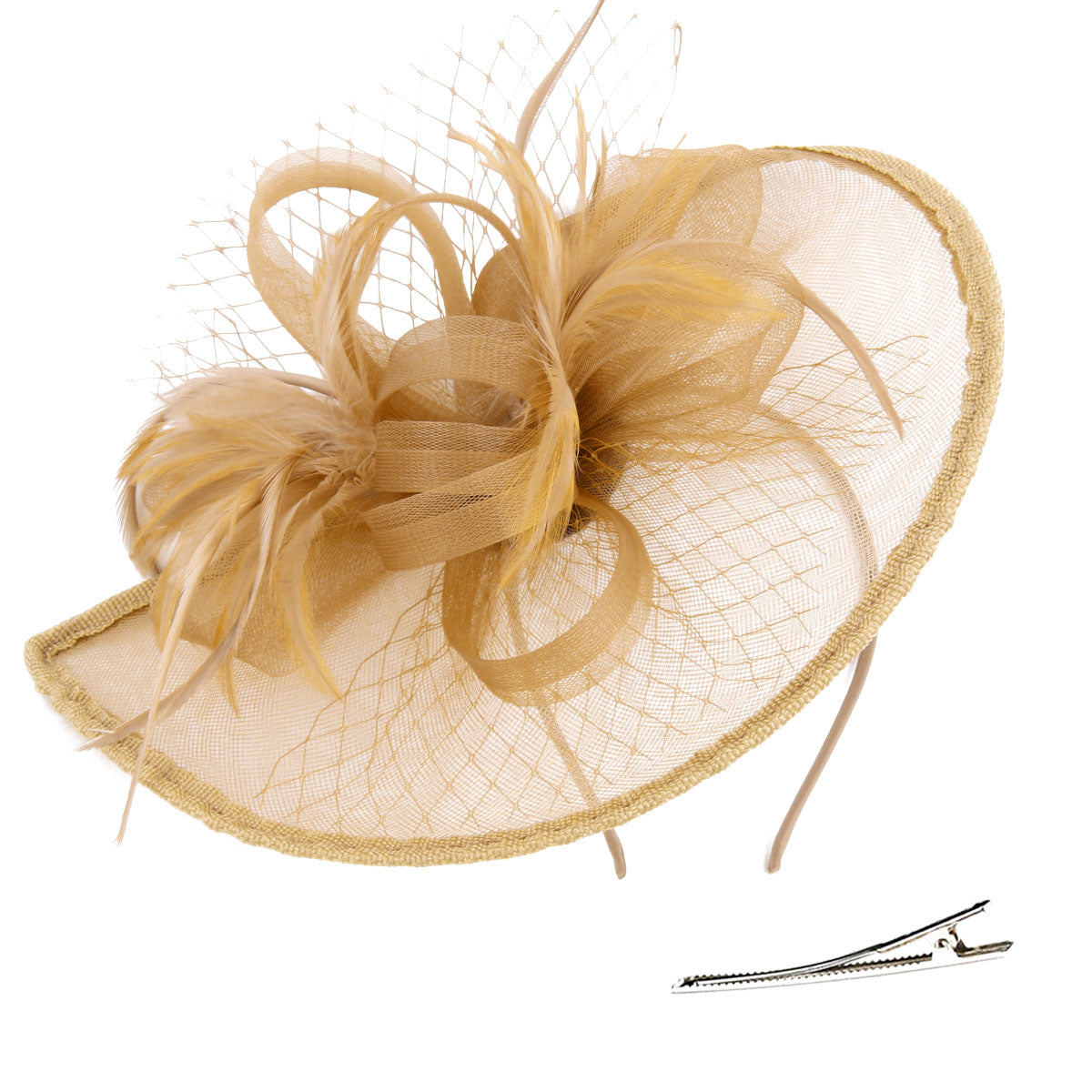 Cross-border church bride Jockey Club headdress retro veil celebrity feather hat female hair accessories stage mesh dinner