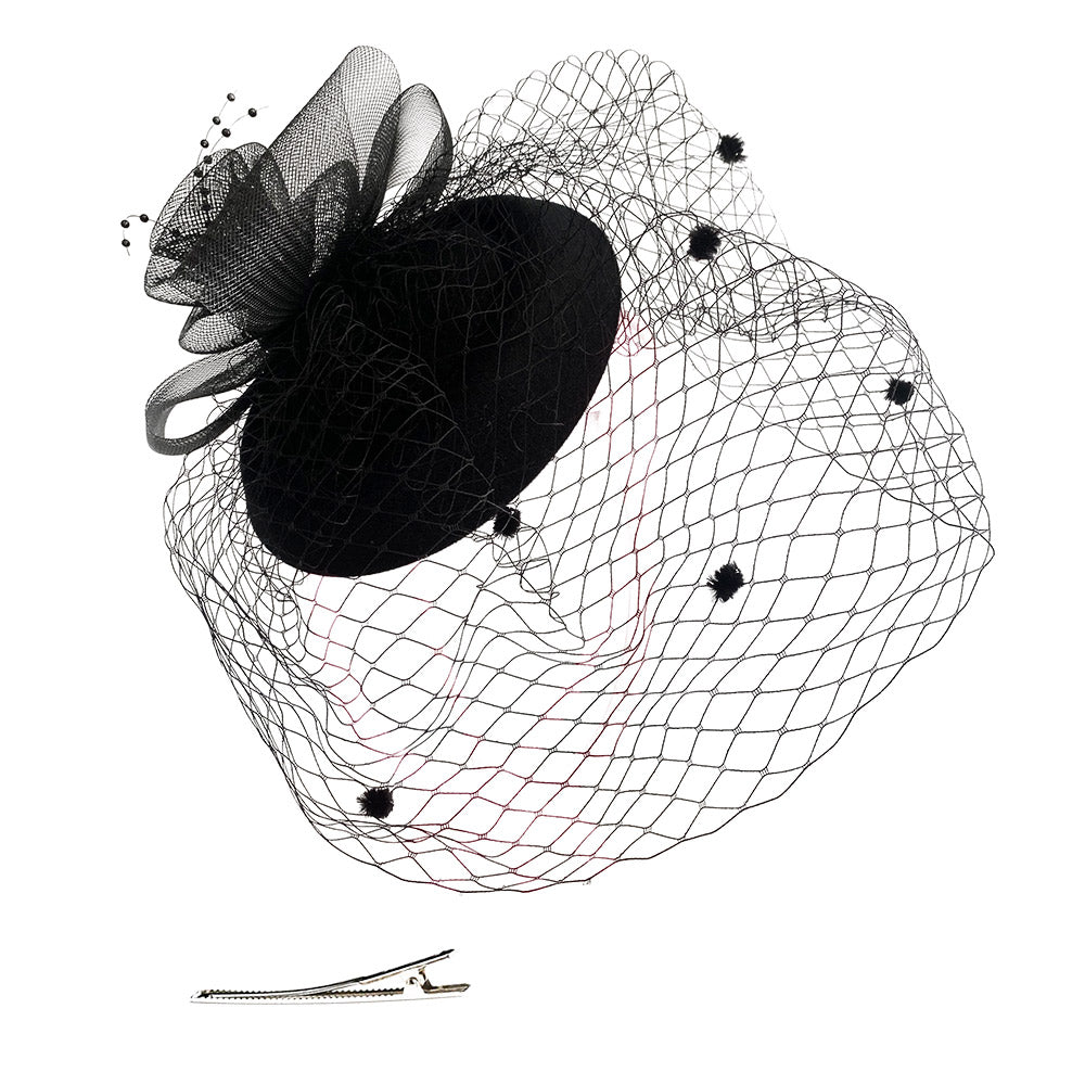 Small hat female headdress celebrity cheongsam accessories Republic of China bride hat veil evening dress hair accessories retro mesh hat