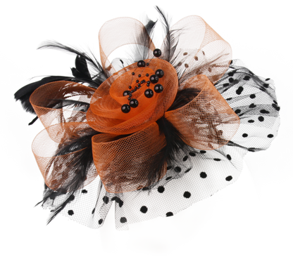 Retro mesh flower headdress bridal feather headdress hair accessories horse racing festival tea party dance hat headband