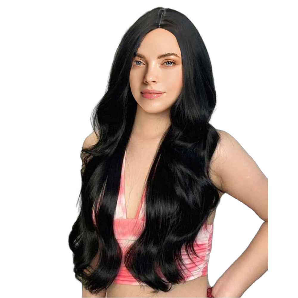 32 Inch Charming Natural Black Long Natural Wave Lace Front Wig For Women Daily Wear