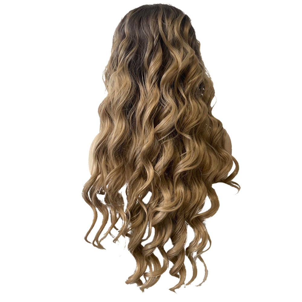 32 Inch Fashion Long Kinky Curl Ombre Blonde Lace Front Wig For Women Daily Wear
