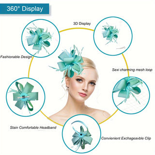 European and American party festival satin temperament solid color ladies headband wedding tea party hat hairpin headdress