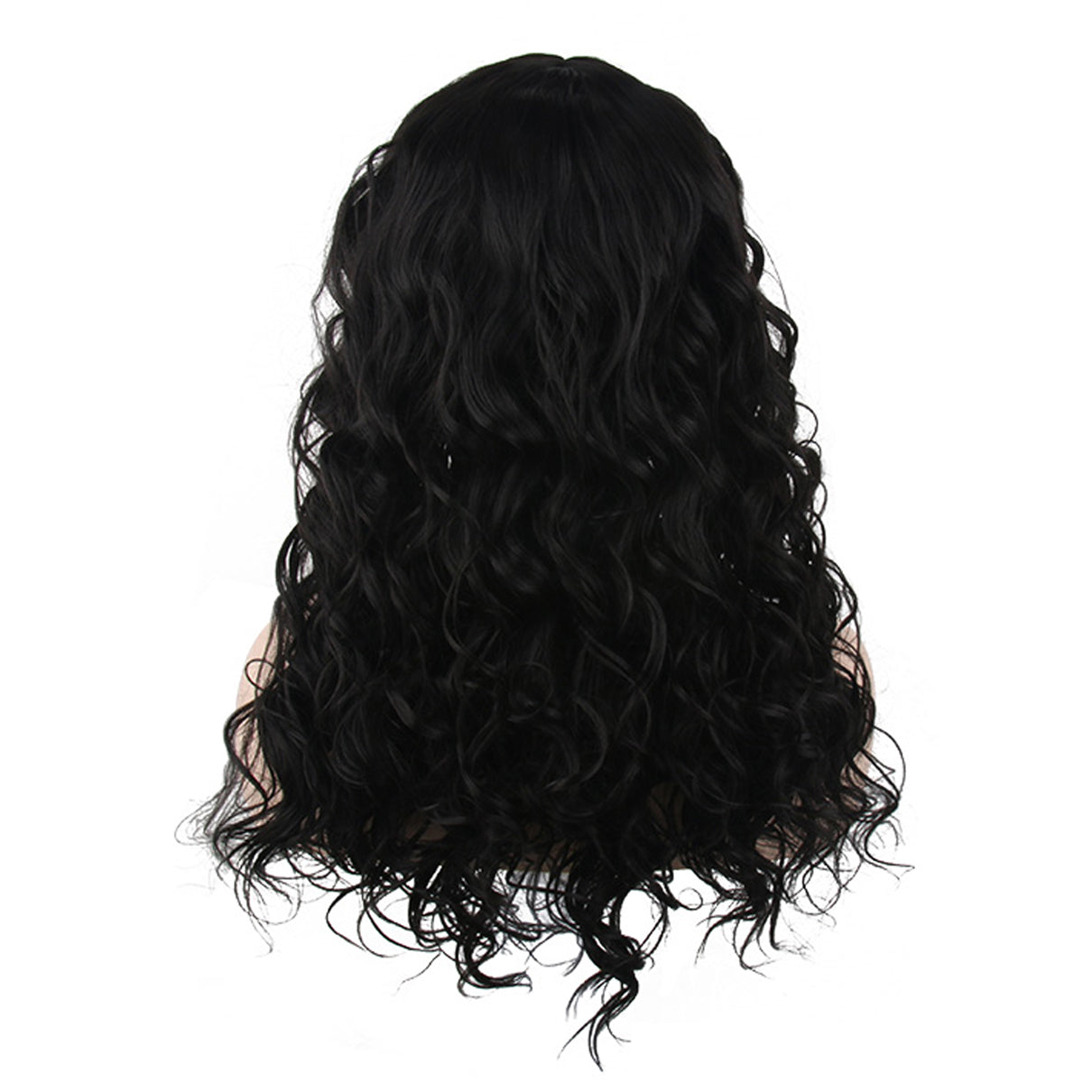 22 Inch Short Beautiful Black Kinky Curly Curtain Bangs Synthetic Wig For Black Women Daily Wear
