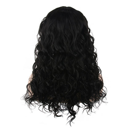 22 Inch Short Beautiful Black Kinky Curly Curtain Bangs Synthetic Wig For Black Women Daily Wear