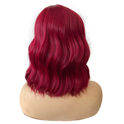 Ombre Blonde Wavy Wig, 14 inch Short Blonde Bob Wig with Air Bangs, Ombre Blonde Curly Heat Resistant Synthetic Wig, Shoulder Length Wig For Girl Wigs for Christmas