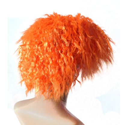 14 Inch Wonderland Mad Hatter Wig Orange Corn Perm Holiday Party Ladies Dress Up Wig
