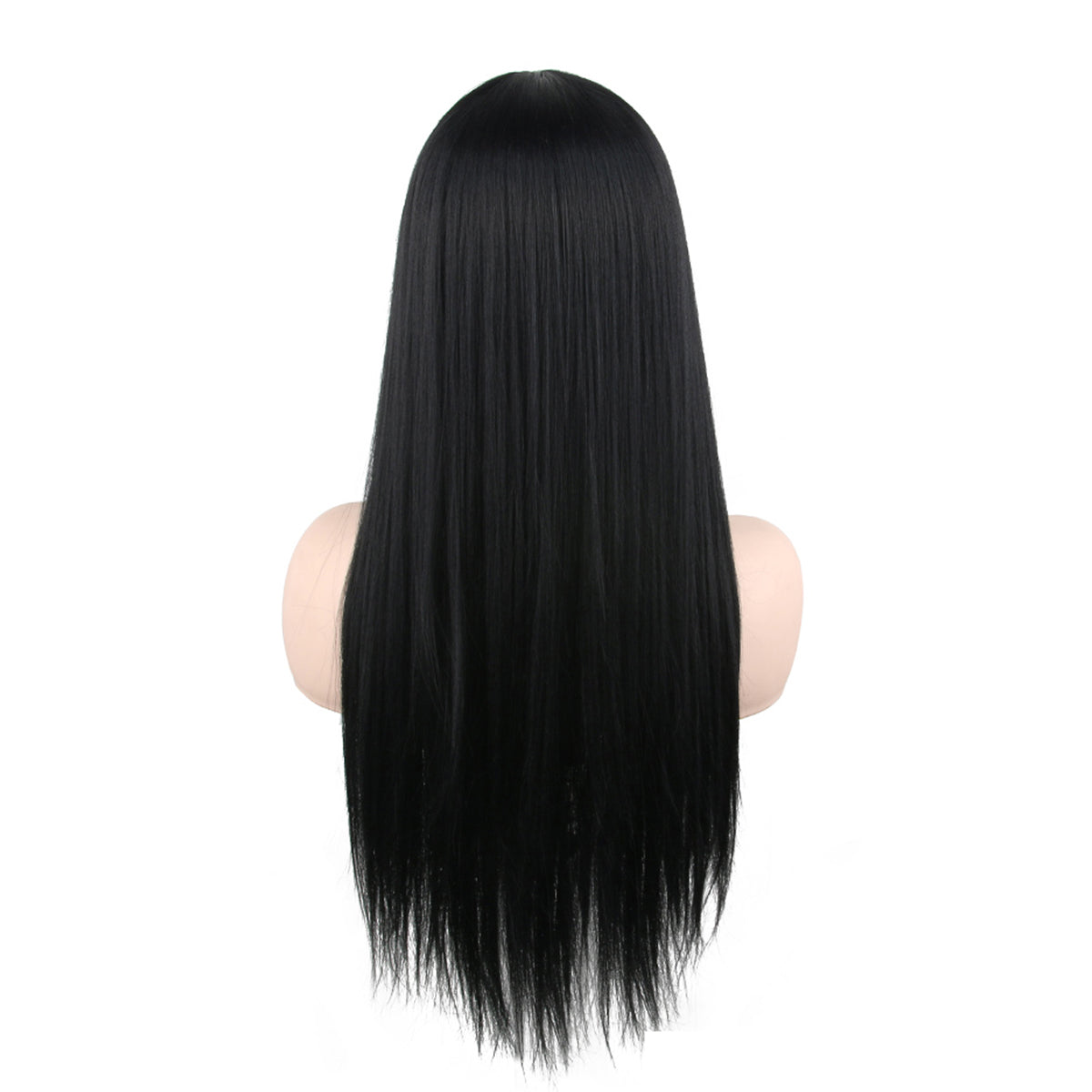 28 Inch Long Black Natural Straight Synthetic Wigs for Women Daily Party Wear