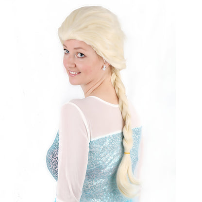 24 inch Beautiful Long Curly Braid Cosplay Character Elsa Synthetic Fiber Wig Party Wear