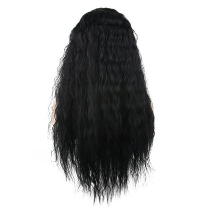 32 inches gradient black long curly hair ladies wig Europe and the United States wig synthetic wig