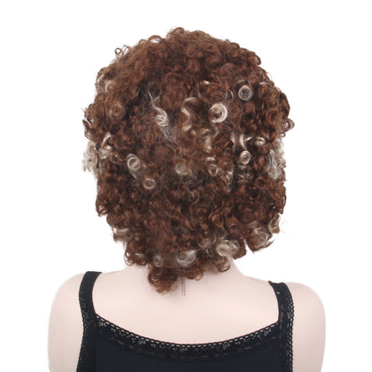 16 Inch Oq Hair Glueless Human Hair Curly Wigs Dark Brown Wig Party Wig