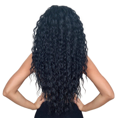 28 Inch Charming Fashion Long black Kinky Curl Lace Front Wig For Women Daily Wear